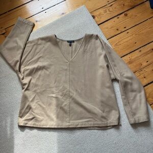 100% wool women’s top by Eileen Fisher. Camel color.